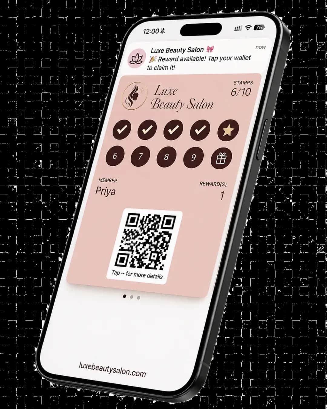 Beauty salon loyalty card in a digital wallet