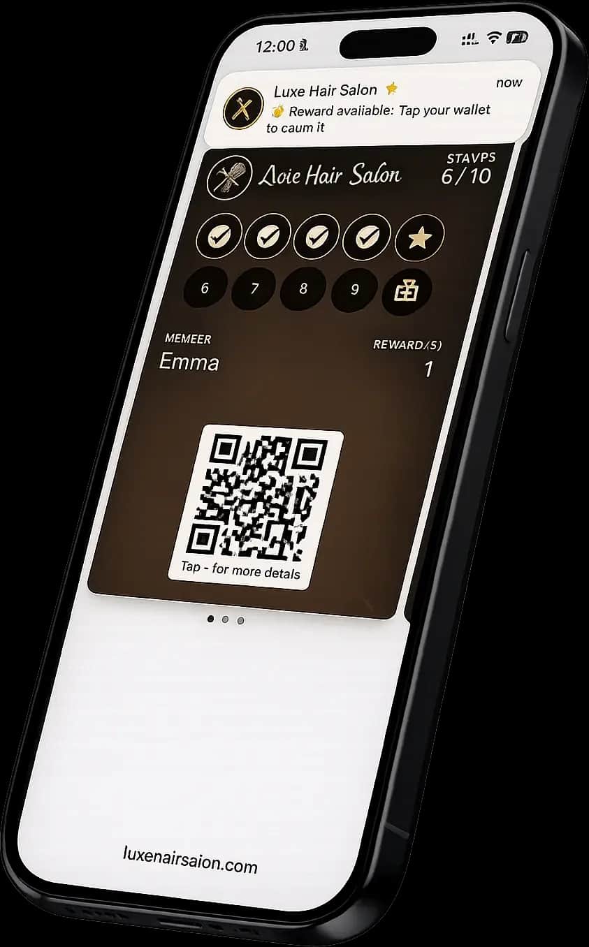 Hair salon loyalty card in a digital wallet